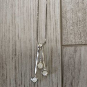 Sterling silver necklace with faux pearl 'drops'